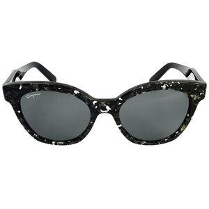 Salvatore Ferragamo Black Tortoiseshell Cat Eye Sunglasses with Dark Lenses
